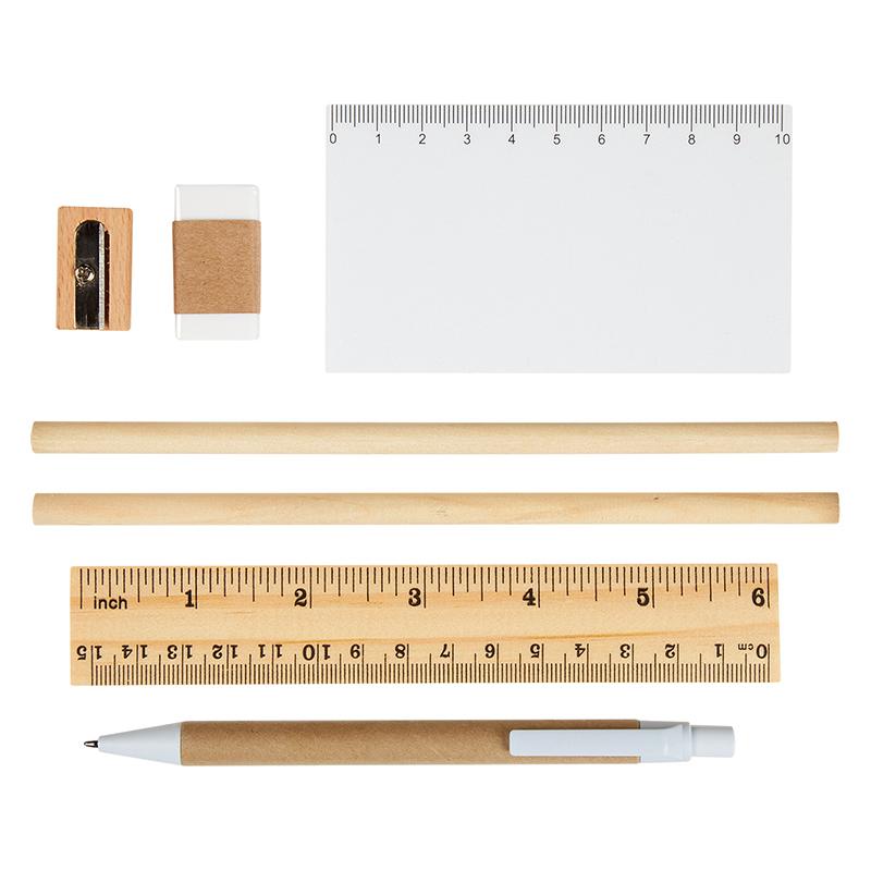 Equix Eco-Friendly Writing Set - Three-Fold Multi-Functional Stationery Set Including NotePad, Sticky Note, Pen, Ruler, Pencils, Sharpener & Eraser_G