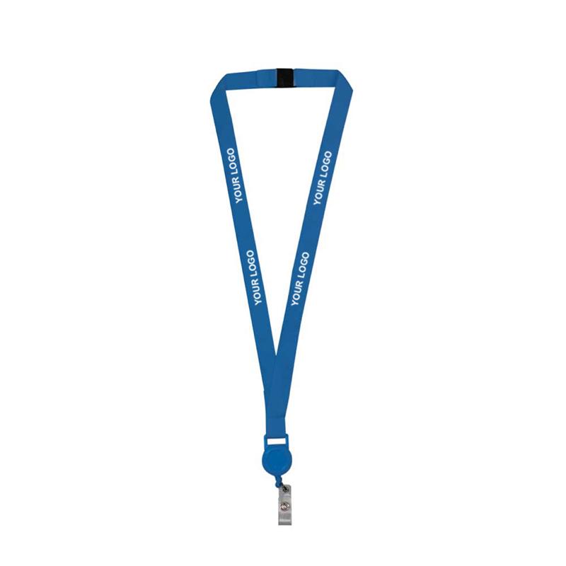 Blue Lanyard with Reel Badge and Safety Lock